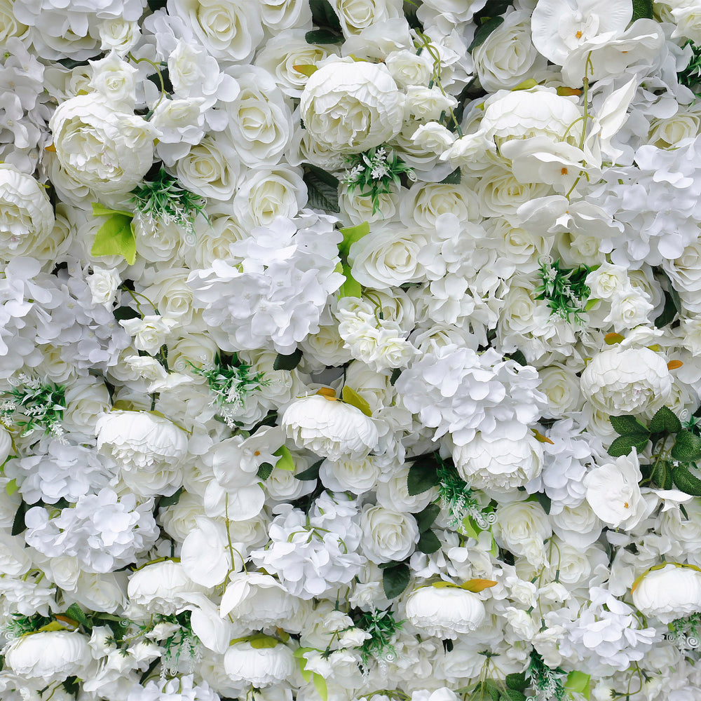 3D White Rose Artificial Fabric Backdrop Rolling Up Curtain Flower Wall - Wedding Decoration