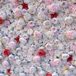 3D White Rose with Blush Pink Artificial Flower Wall Backdrop for Wedding & Event Decor