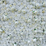 3D White Roses Fabric Artificial Rolling Up Curtain Flower Wall for Wedding & Event Decor