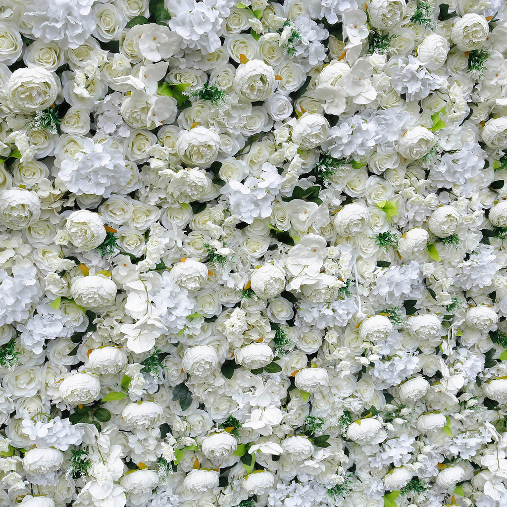 3D White Rose Artificial Fabric Backdrop Rolling Up Curtain Flower Wall - Wedding Decoration