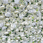 3D White Rose Artificial Fabric Backdrop Rolling Up Curtain Flower Wall - Wedding Decoration