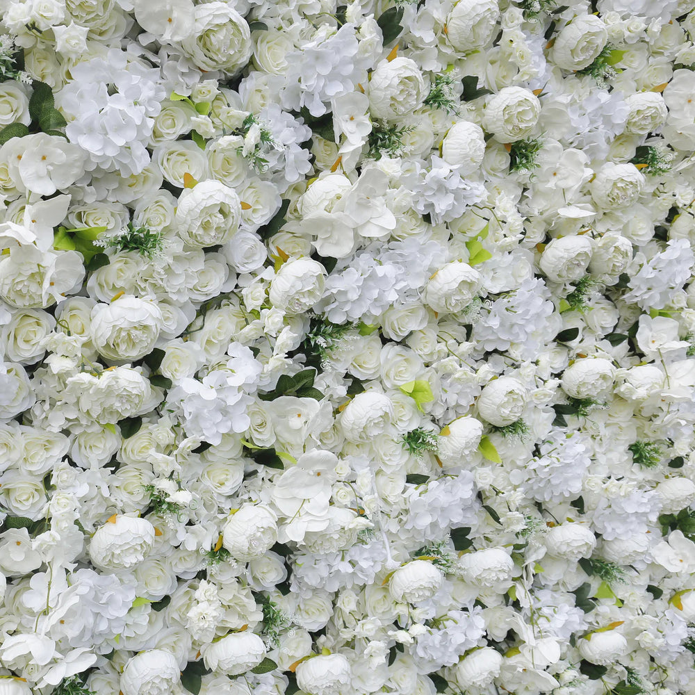 3D White Rose Artificial Fabric Backdrop Rolling Up Curtain Flower Wall - Wedding Decoration