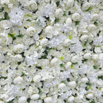 3D White Rose Artificial Fabric Backdrop Rolling Up Curtain Flower Wall - Wedding Decoration