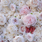 3D White Rose with Blush Pink Artificial Flower Wall Backdrop