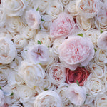 3D White Rose with Blush Pink Artificial Flower Wall Backdrop