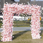 Artificial Pink Rose Square Arch Backdrop Stand