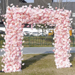 Artificial Pink Rose Square Arch Backdrop Stand