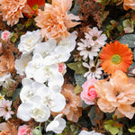 5D Autumn Orange Floral Artificial Flower Wall Backdrop for Wedding & Event Decor