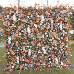 5D Autumn Orange Floral Artificial Flower Wall Backdrop for Wedding & Event Decor