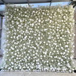 Baby's Breath and White Rose Roller Blind Flower Wall Backdrop for Wedding Party Decor