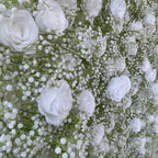 Baby's Breath and White Rose Roller Blind Flower Wall Backdrop for Wedding Party Decor