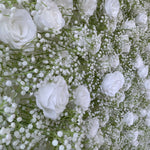 Baby's Breath and White Rose Roller Blind Flower Wall Backdrop for Wedding Party Decor