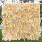 5D Beige Feather Pampas Grass Flower Wall Backdrop for Party Event Decor