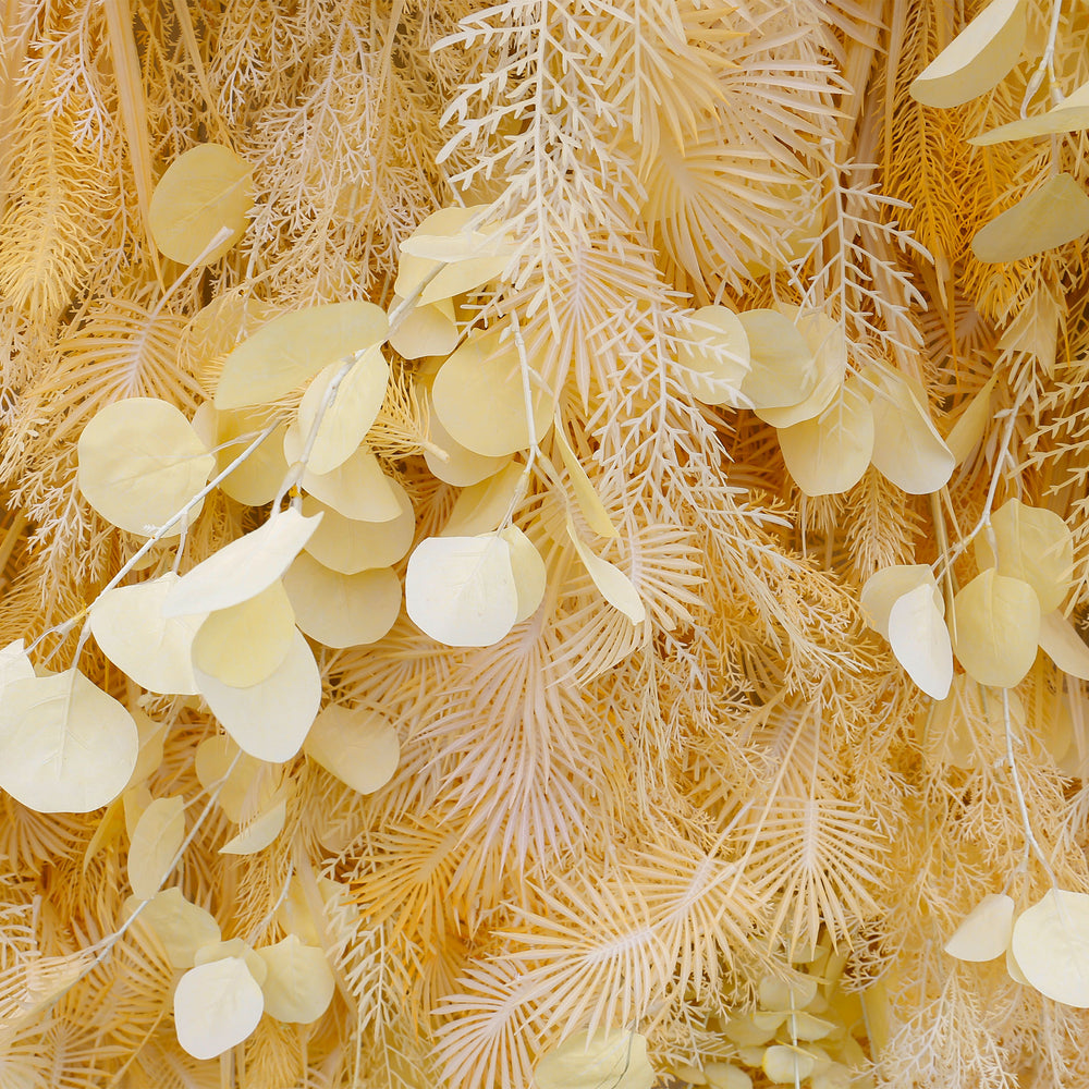 5D Beige Feather Pampas Grass Flower Wall Backdrop for Party Event Decor