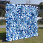 5D Blue Rose Flower Wall Backdrop with Fabric Backing for Wedding Party