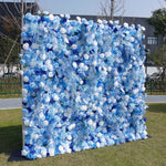 5D Blue Rose Flower Wall Backdrop with Fabric Backing for Wedding Party