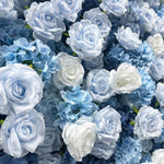 Atlasflowerswall 5D Blue Rose Artificial Flower Wall Roll Up Backdrop