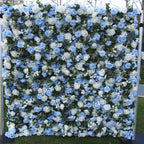 5D Blue & White Rose Artificial Flower Wall Backdrop for Wedding Event Decor