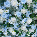 5D Blue & White Rose Artificial Flower Wall Backdrop for Wedding Event Decor