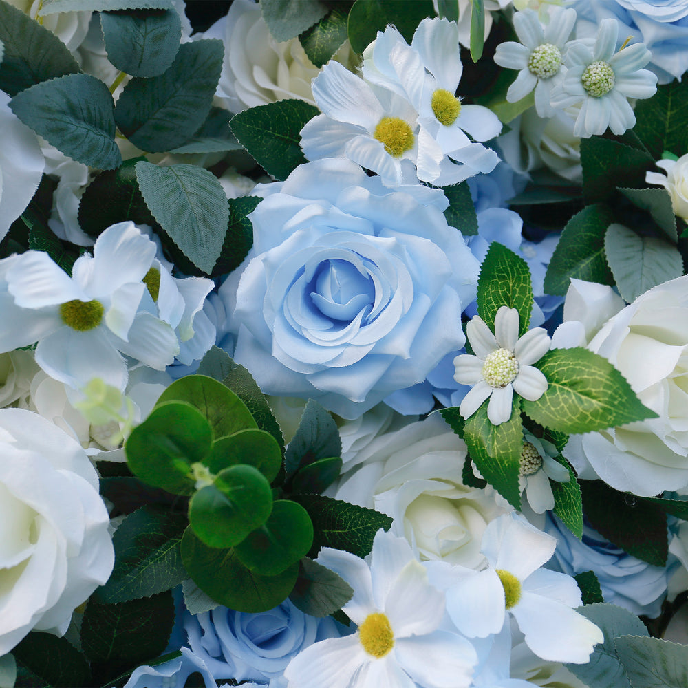 5D Blue & White Rose Artificial Flower Wall Backdrop