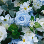 5D Blue & White Rose Artificial Flower Wall Backdrop