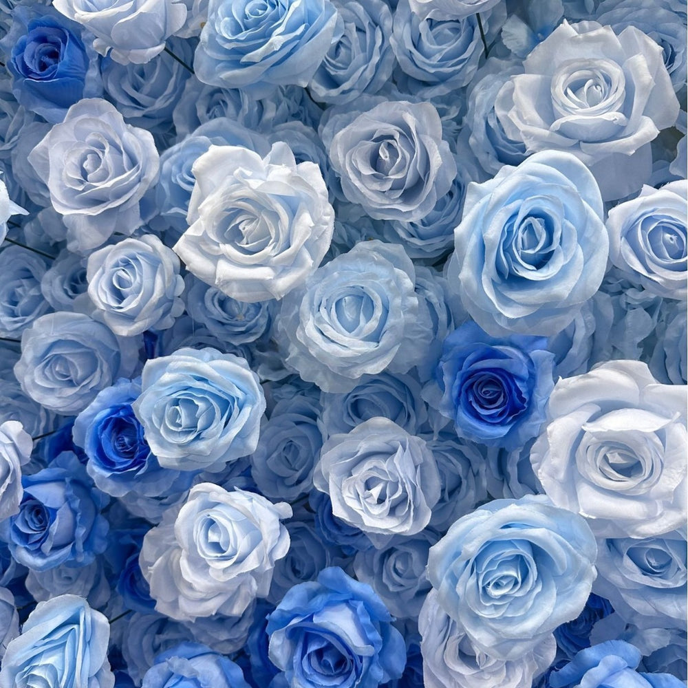 5D Blue White Rose Fabric Flower Wall Backdrop for Photo Booth and Event Decor