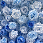 5D Blue White Rose Fabric Flower Wall Backdrop for Photo Booth and Event Decor