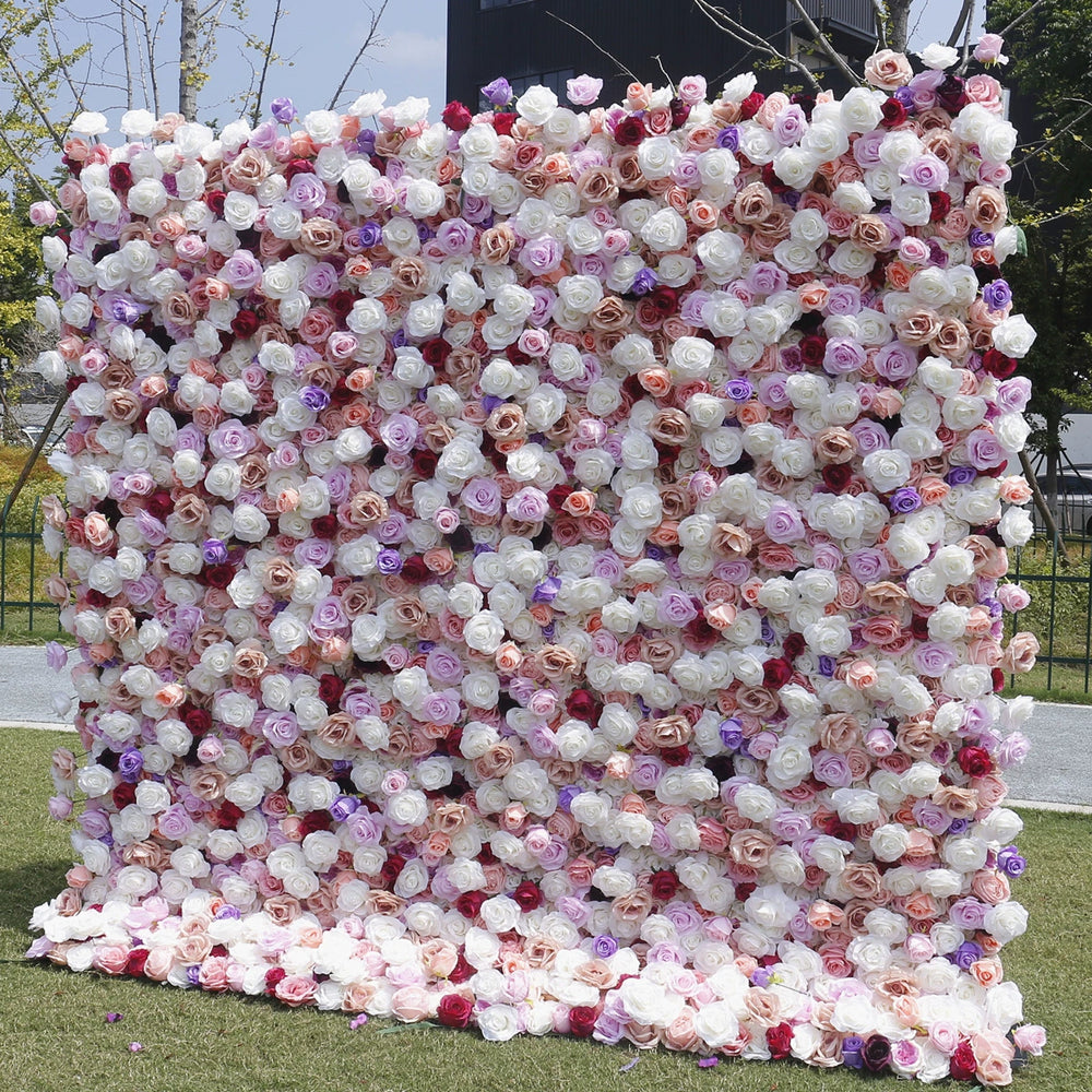 5D Blush Pink and Purple Rose Flower Wall Roll