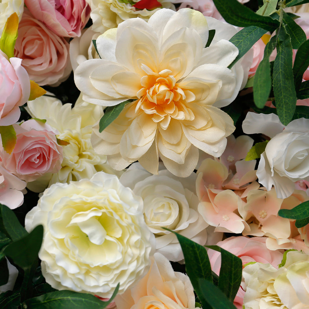 Atlasflowerswall Luxury 5D Blush Pink & Ivory Rose Artificial Flower Wall Backdrop Wedding Party Decor
