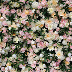 Atlasflowerswall Luxury 5D Blush Pink & Ivory Rose Artificial Flower Wall Backdrop Wedding Party Decor