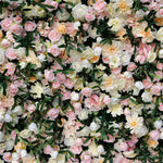 Atlasflowerswall Luxury 5D Blush Pink & Ivory Rose Artificial Flower Wall Backdrop Wedding Party Decor