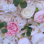 Atlasflowerswall Luxury 5D Blush Pink & White Rose Peony Flower Wall Backdrop for Wedding Party Decor