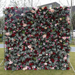5D Burgundy Pink Rose Mixed Flower Wall Backdrop for Wedding & Event Decor