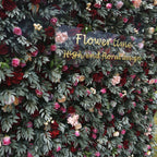 5D Burgundy Pink Rose Mixed Flower Wall Backdrop for Wedding & Event Decor