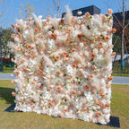 Luxury Champagne Rose Feather Flower Wall Backdrop Artificial Floral Curtain