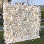Atlasflowerswall 5D Champagne White Rose Fabric Flower Wall Backdrop for Event Party Decor