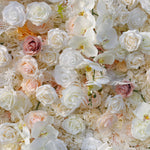 Atlasflowerswall 5D Champagne White Rose Fabric Flower Wall Backdrop for Event & Party Décor