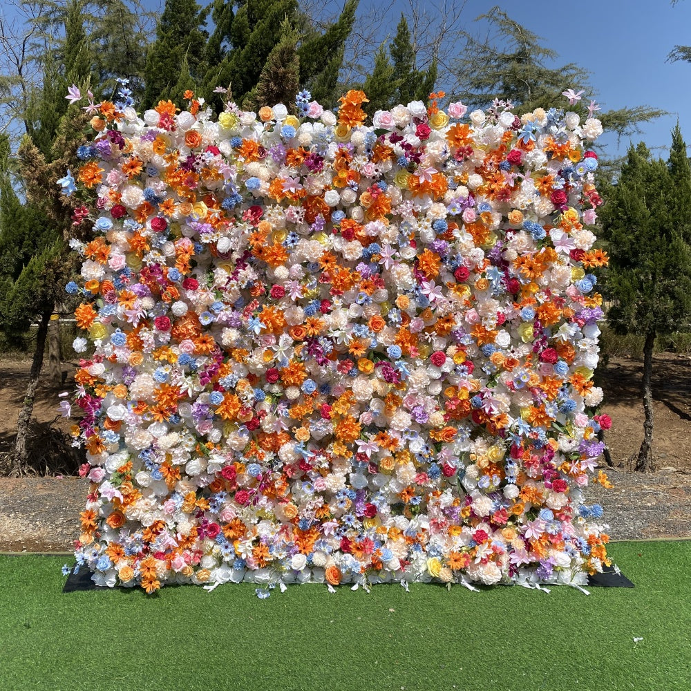 5D Colorful Mixed Rose and Daisy Flower Wall Backdrop for Wedding Event Decor