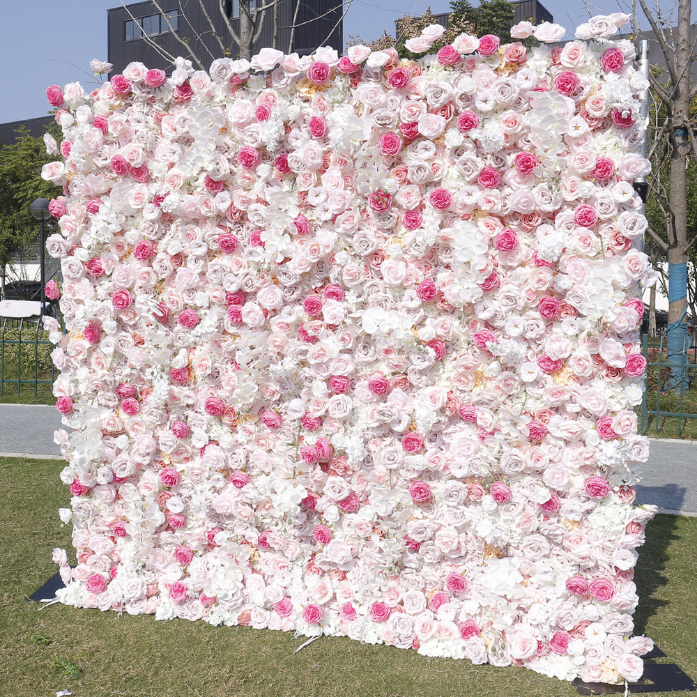 5D Dreamy Peach Pink Rose Rolling Up Flower Wall Backdrop for Party & Birthday Decor