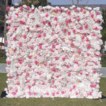 5D Dreamy Peach Pink Rose Rolling Up Flower Wall Backdrop for Party & Birthday Decor