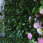 5D Forest Greenery Artificial Flower Wall with Pink Rose Frame for Wedding & Event Decor
