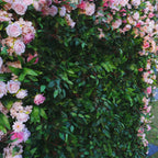 5D Forest Greenery Artificial Flower Wall with Pink Rose Frame for Wedding & Event Decor