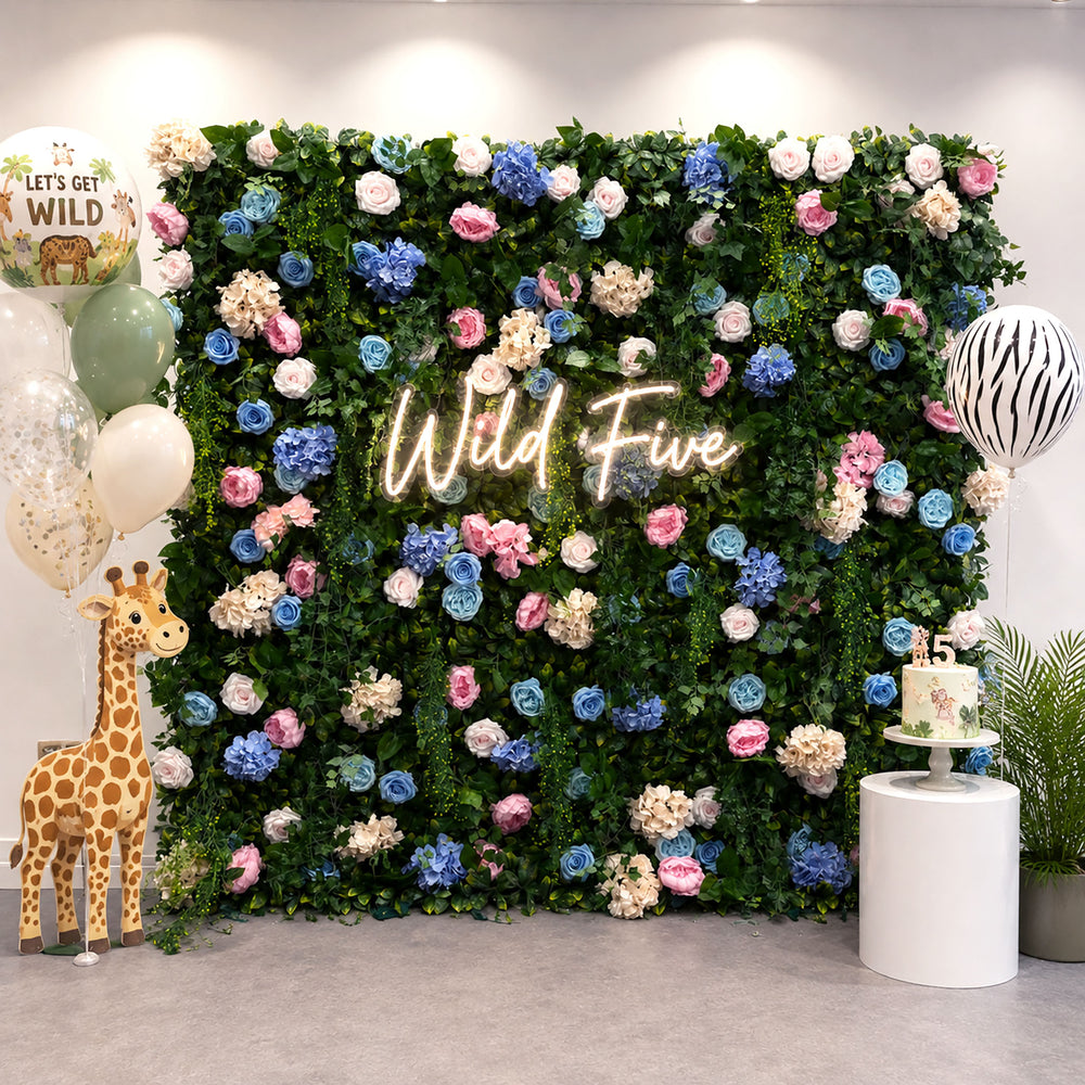 5D Forest Greenery Fabric Artificial Flower Wall Backdrop