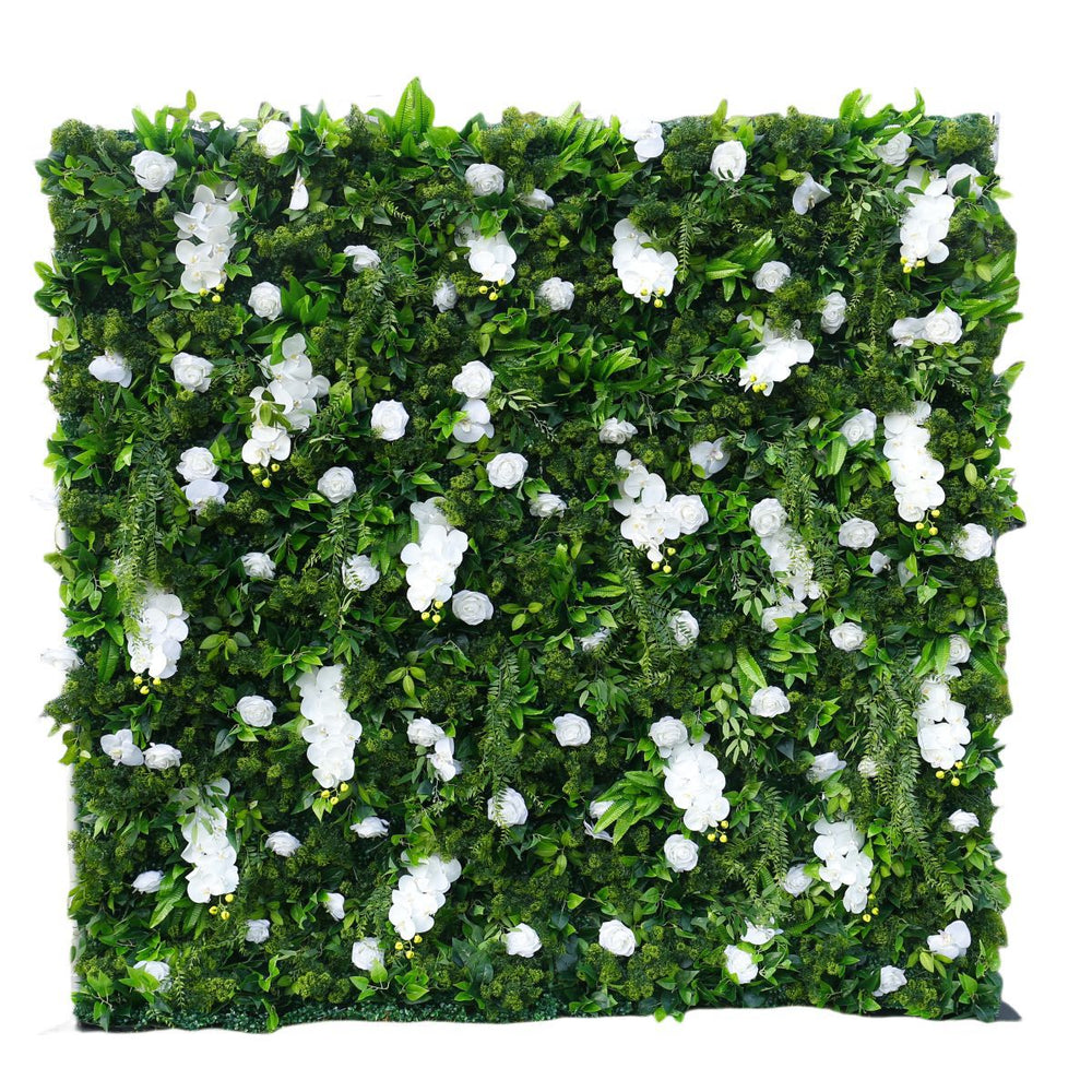 Atlasflowerswall 5D Greenery Artificial Flower Wall Backdrop with Roses & Orchids for Parties & Birthdays