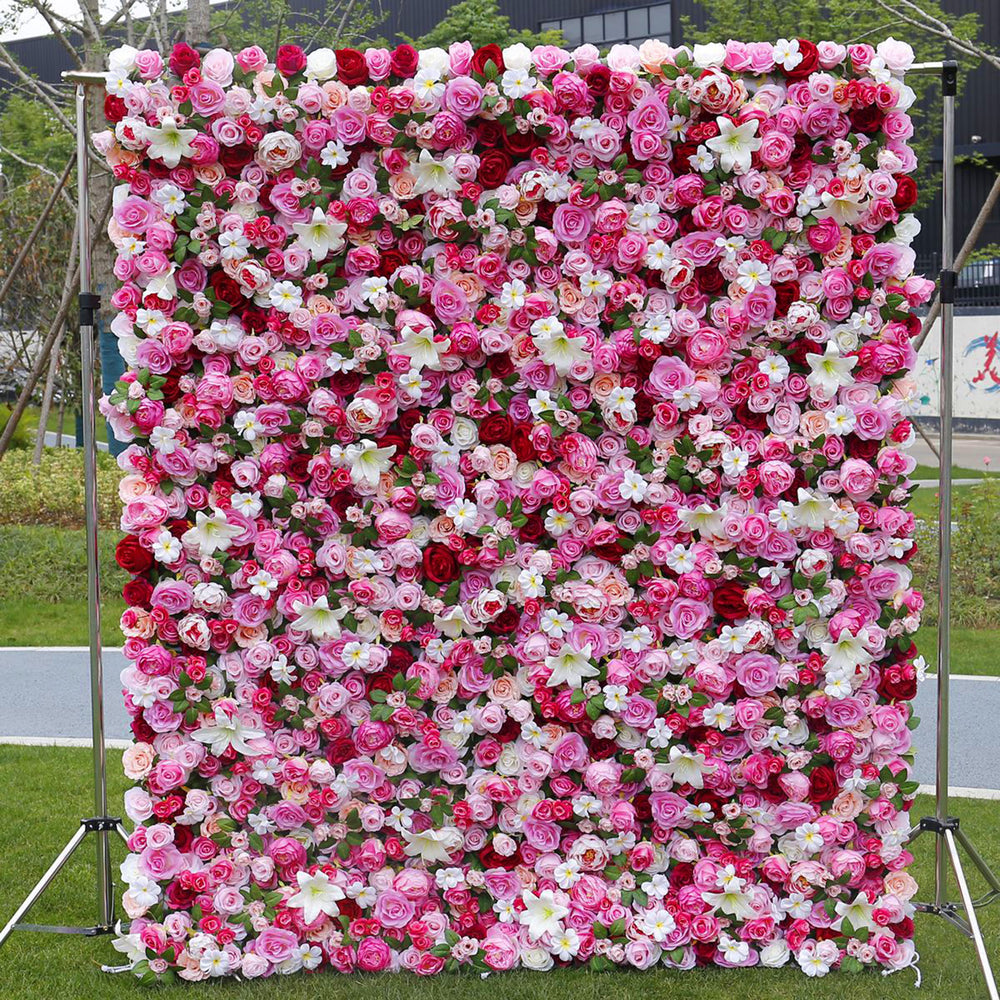 5D Luxury Pink Red Rose Floral Wall Backdrop for Wedding & Events