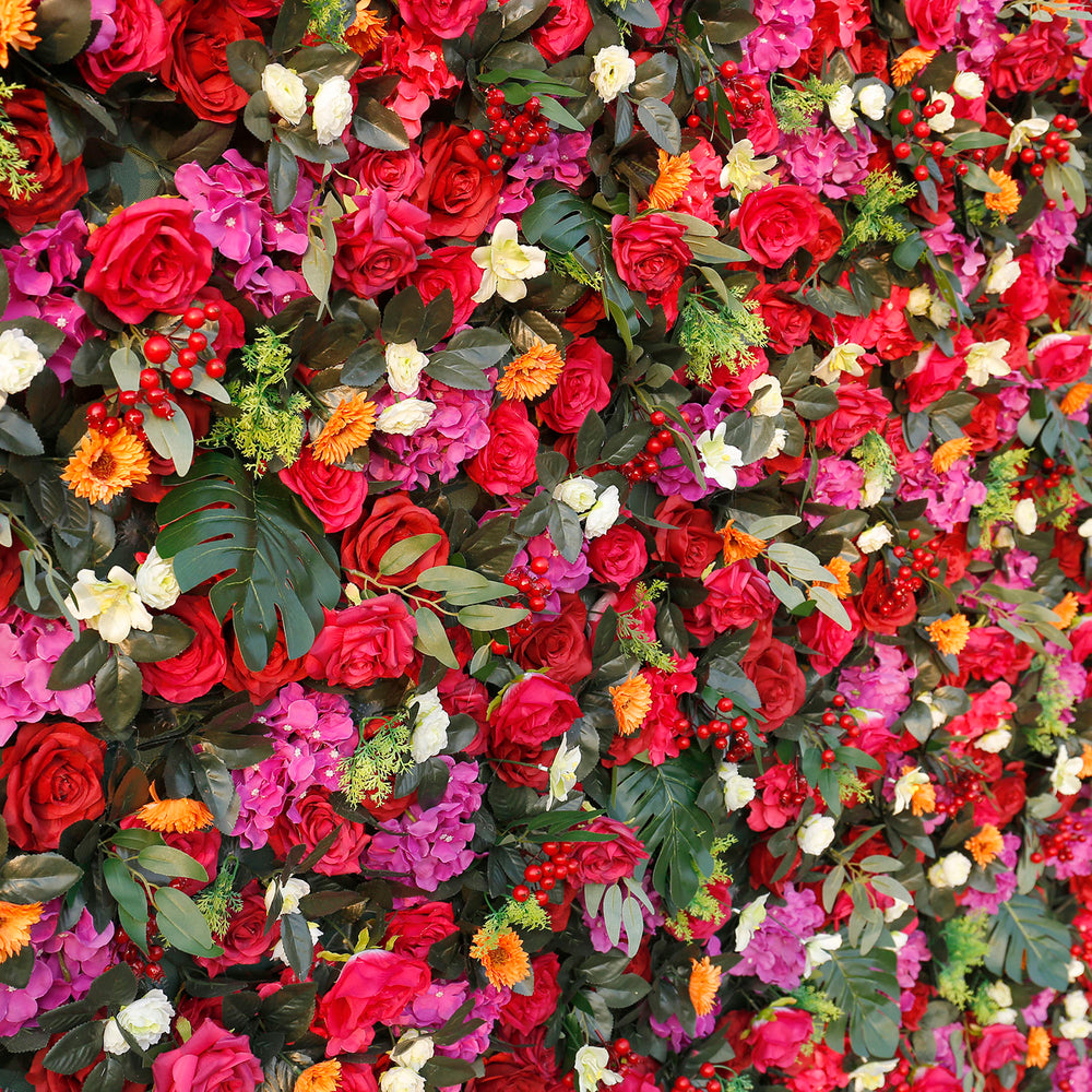5D Luxury Red Rose Mixed Floral Flower Wall Backdrop for Wedding Event Party Decor