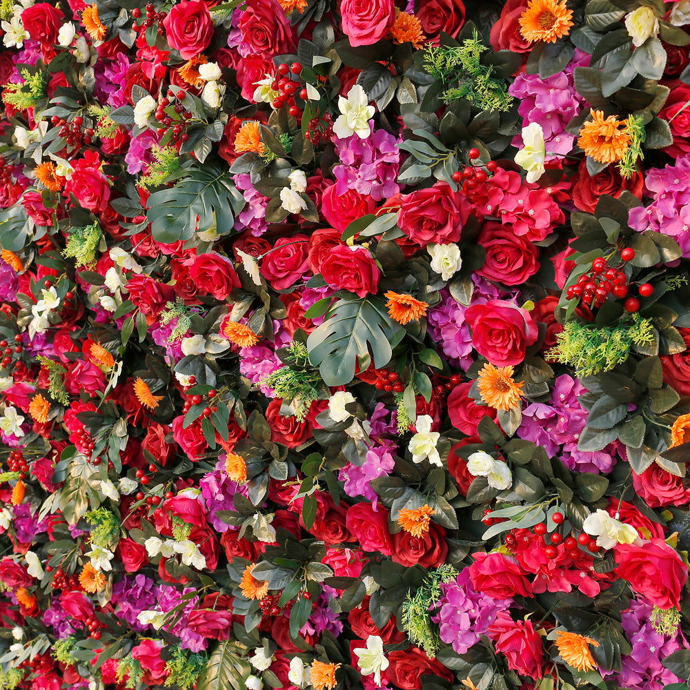 5D Luxury Red Rose Mixed Floral Flower Wall Backdrop for Wedding Event Party Decor