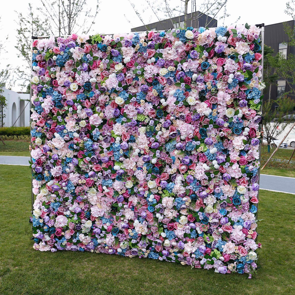 5D Multicolor Rose & Hydrangea Artificial Flower Wall Backdrop for Wedding & Event Decor