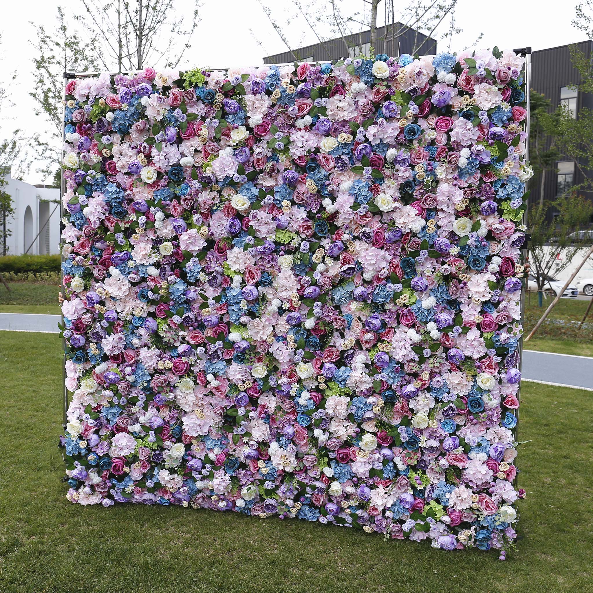 5D Multicolor Rose & Hydrangea Artificial Flower Wall Backdrop for Wedding & Event Decor