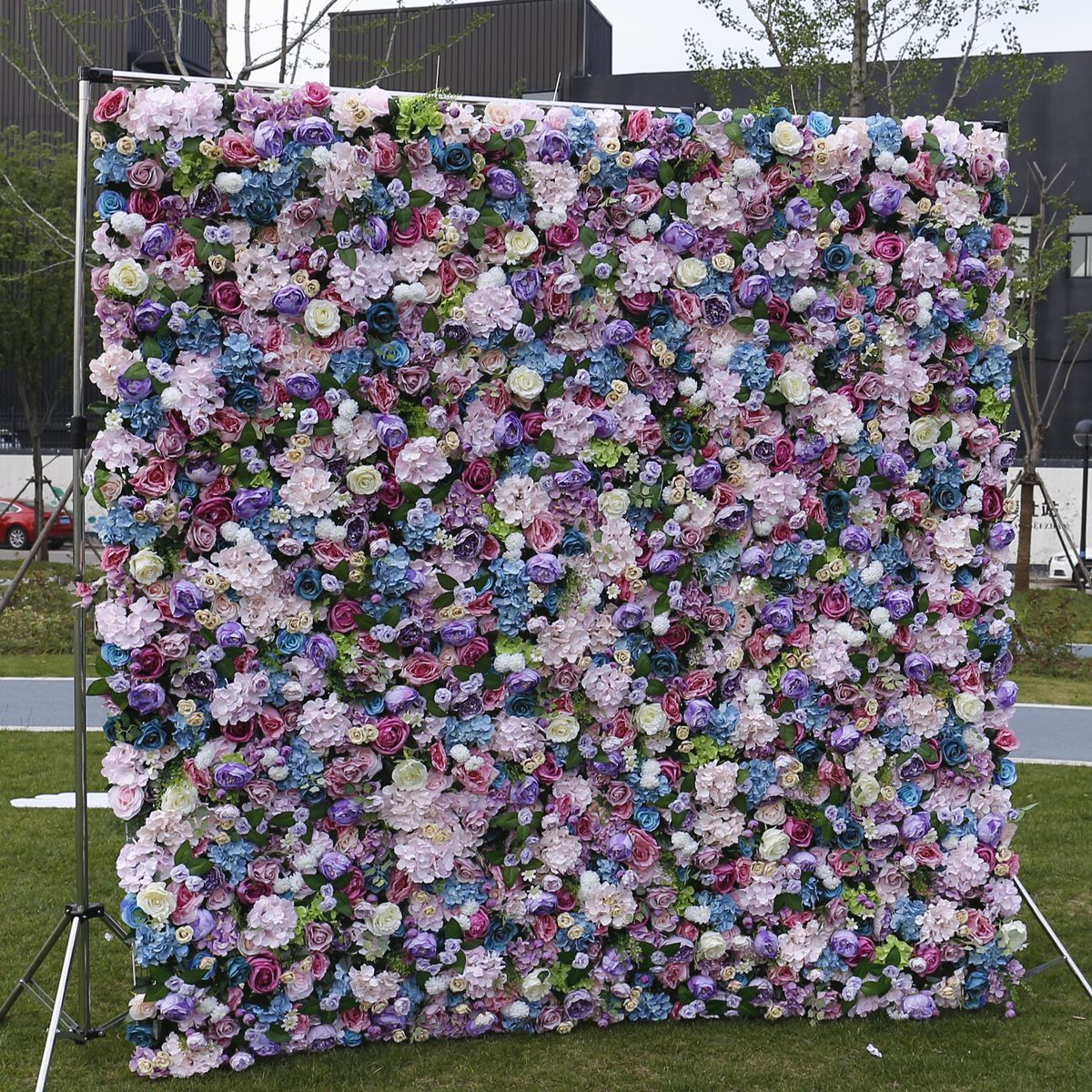 5D Multicolor Rose & Hydrangea Artificial Flower Wall Backdrop for Wedding & Event Decor